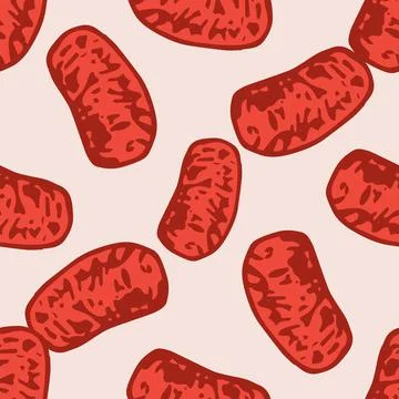 A pattern of red viruses and bacteria. seamless pattern of a hand-drawn oval Stock Illustration