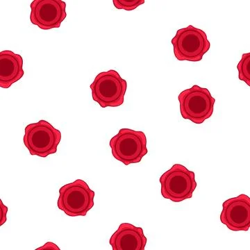 Pattern red wax seal representing official document approval and security Stockillustratie