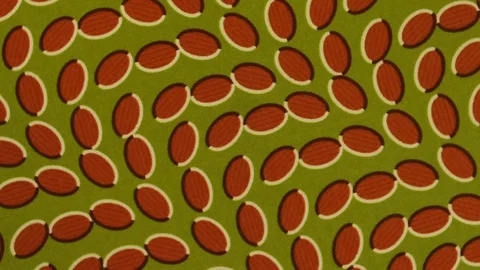 Pattern Of Reddish Leaf Shapes On Olive Green Background Twirls Around Stock Footage 129483367