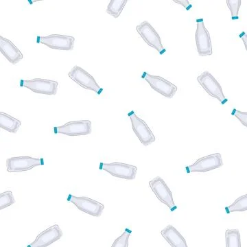 Pattern reduce milk bottle plastic cartoon vector Stock Illustration