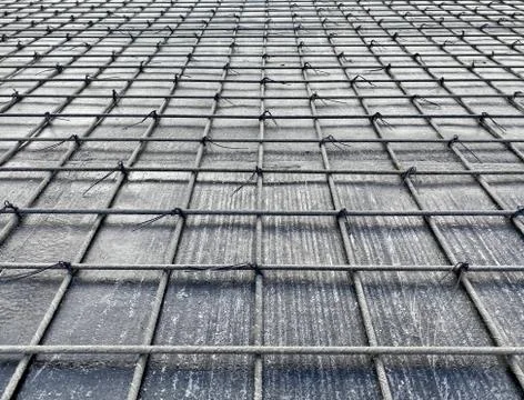 Pattern. Reinforcement mesh in the construction of the floor of the house 스톡 사진