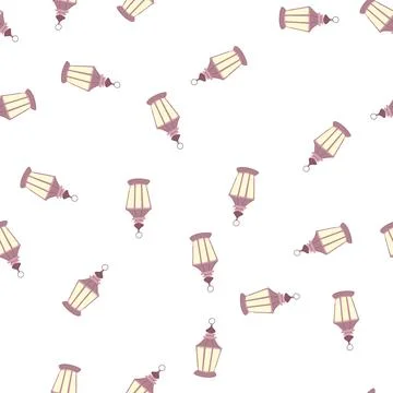 Pattern religion arabic lantern cartoon vector 库存插图