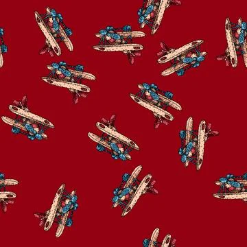 Pattern remote model airplane sketch hand drawn Stock Illustration