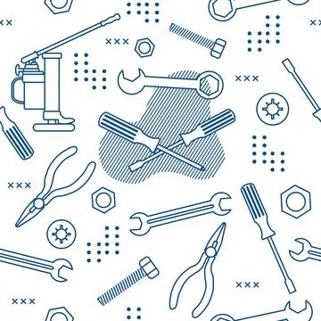 Pattern Repair Construction tool Building Pliers Stock Illustration