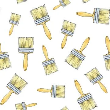Pattern with repair paint brushes Stock Illustration