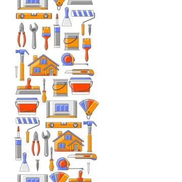 Pattern with repair working tools. Equipment for construction industry and Illustrazione stock