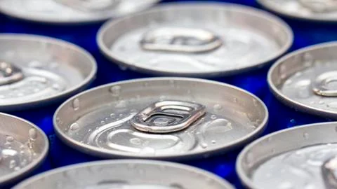 Pattern repeating of beer cans in alcohol and beverage department of supersto Stock Photos