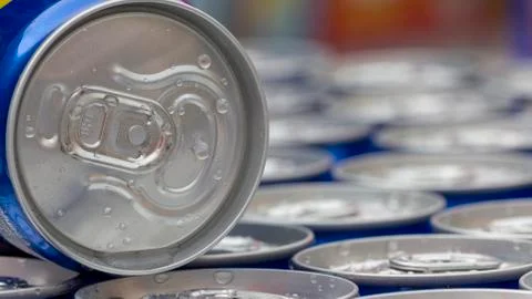 Pattern repeating of beer cans in alcohol and beverage department of supersto Stock Photos
