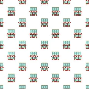 Pattern repeating small business storefronts with red awnings Stock Illustration