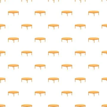 Pattern of repeating wooden round tables on white background Stock Illustration