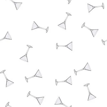 Pattern restaurant cocktail glasses cartoon vector Stock Illustration