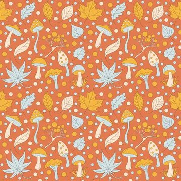 Pattern with retro 70s style Halloween elements. Illustrazione stock