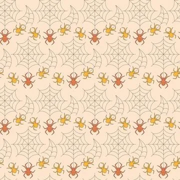 Pattern with retro 70s style Halloween elements. Stock Illustration