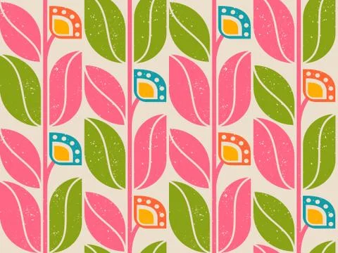 Pattern with retro abstract flowers. 库存插图