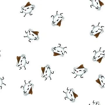 Pattern retro coffee mug character cartoon vector Stock Illustration