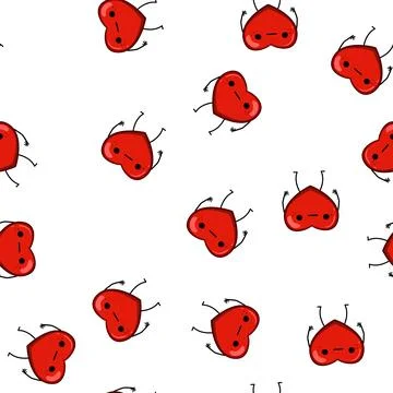 Pattern retro heart character cartoon vector Ilustração Stock