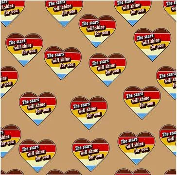 Pattern with retro hearts Stock Illustration