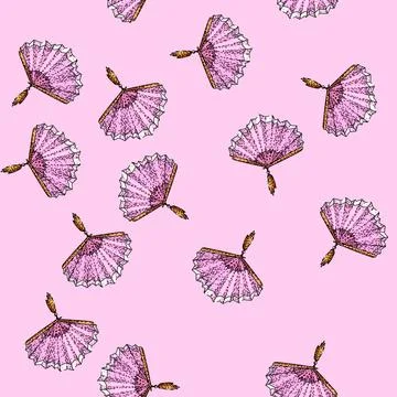 Pattern retro old fashioned fan sketch hand drawn 库存插图