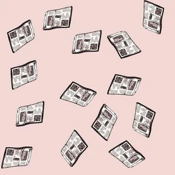 Pattern retro old newspaper sketch hand drawn 库存插图