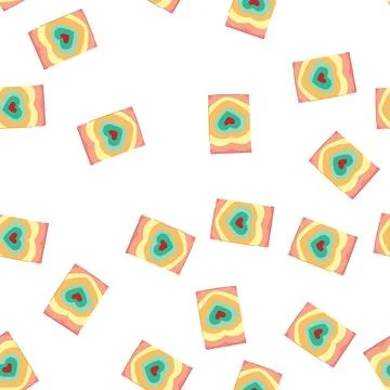 Pattern retro rainbow color heart shapes pattern background Stock Illustration
