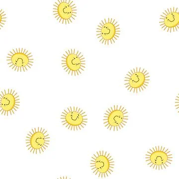 Pattern retro sun character cartoon vector Stock Illustration