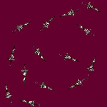 Pattern retro umbrella sketch hand drawn Illustrazione stock