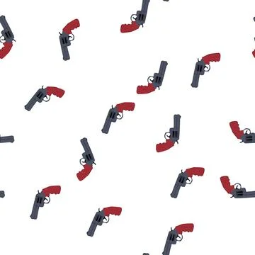 Pattern revolver with red grip illustrating crime and danger Stock Illustration