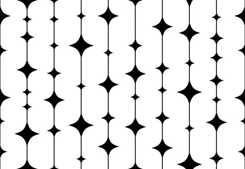 Pattern with Rhombus Shaped Black Stars and Lines Stock Illustration