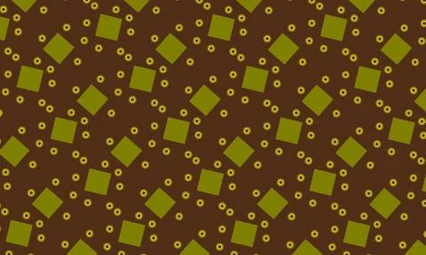 Pattern of rhombuses in olive yellow color and yellow suns on a brown backgr Stockillustratie