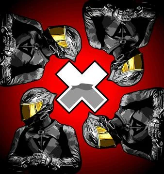 Pattern rider with letter x Stock Illustration