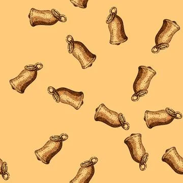Pattern ring gold bell sketch hand drawn Stock Illustration