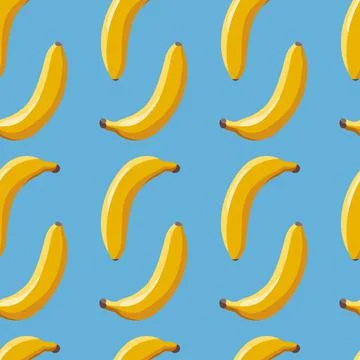 Pattern ripe bananas on a blue background Stock Illustration