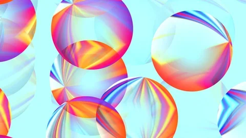 Pattern of rising beach balls in rainbow colours, design of sixties, loop Stock Footage 89611553