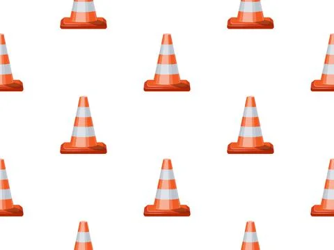 Pattern with road cones on white background vector illustration Stock Illustration