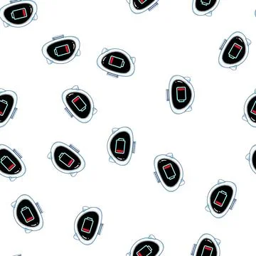Pattern Robot character showing low battery power notification Stock Illustration