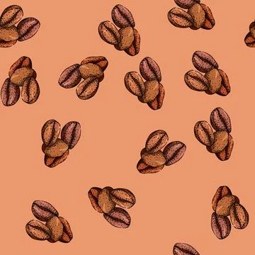 Pattern robusta cofeee bean sketch hand drawn Stock Illustration