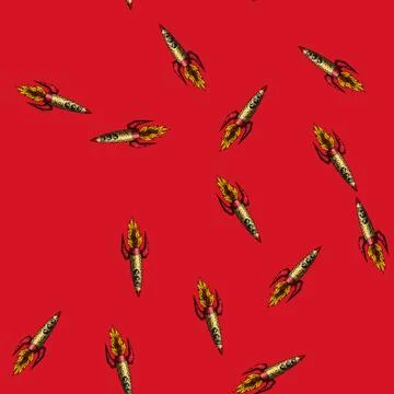 Pattern rocket rocket sketch hand drawn Stock Illustration