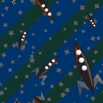 Pattern with rockets and space objects Illustrazione stock