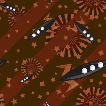 Pattern with rockets and space objects Stock Illustration