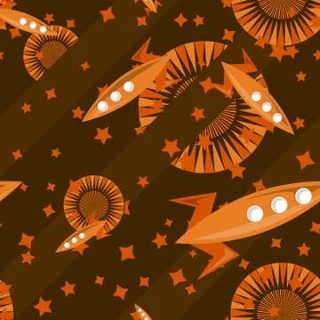 Pattern with rockets and space objects Illustrazione stock