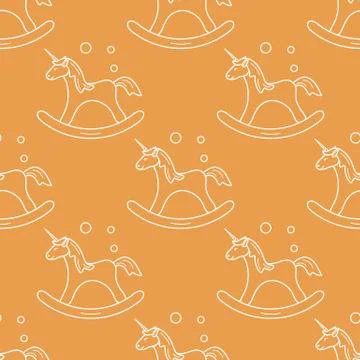 Pattern with rocking magic unicorn and bubbles. Stockillustratie
