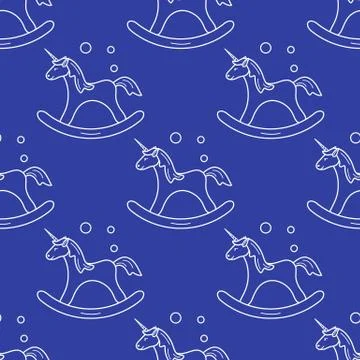 Pattern with rocking magic unicorn and bubbles. Stockillustratie