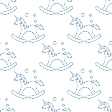 Pattern with rocking magic unicorn and bubbles. Stockillustratie