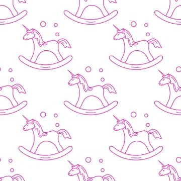 Pattern with rocking magic unicorn and bubbles. Stockillustratie