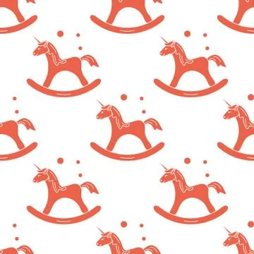 Pattern with rocking magic unicorn and bubbles. Stockillustratie