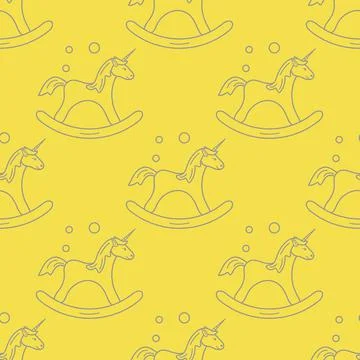 Pattern with rocking magic unicorn and bubbles. Stockillustratie