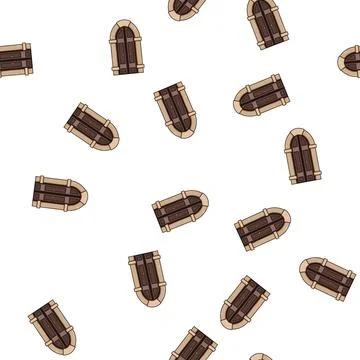 Pattern romanesque ancient medieval door cartoon vector 库存插图