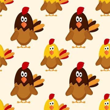 A pattern of a rooster and a chicken for prmiennya in textile design Stock Illustration