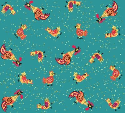 Pattern of rooster Stock Illustration