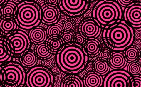 Pattern of rose pink and black various size chaotic circles for background 库存插图